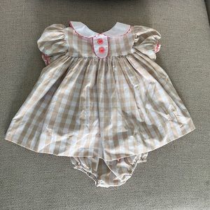 NWOT TBBC dress with bloomers -khaki with pink accents